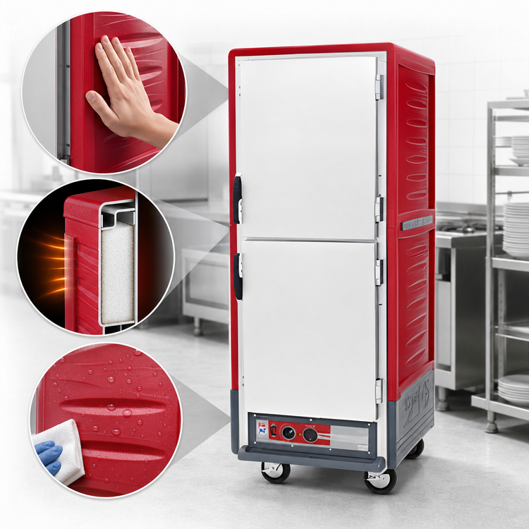 Product image #3 for Metro C5 3 Series Full-Height Low-Watt Heated Holding Cabinet with Dutch Solid Doors and Fixed Wire Slides