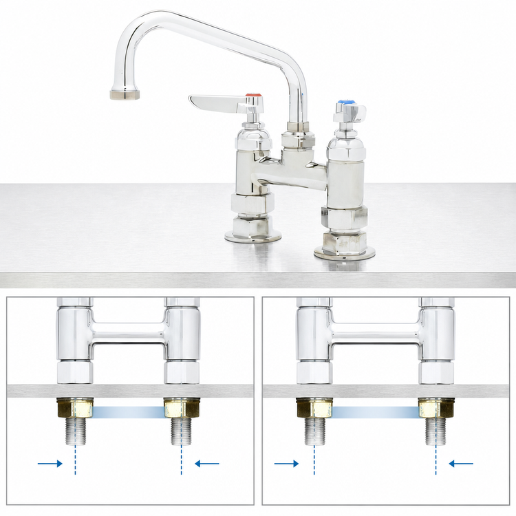 Product image #3 for T&S Brass Double-Handle 4-Inch Centers Deck-Mount Pantry Mixing Faucet with 8-Inch Swing Nozzle