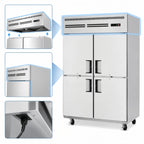 Thumbnail image #3 for Everest Refrigeration ESRH4 Two-Section Reach-In Refrigerator, 48 Cu. Ft., Stainless Steel, Top-Mounted Self-Contained, Four Solid Half Doors