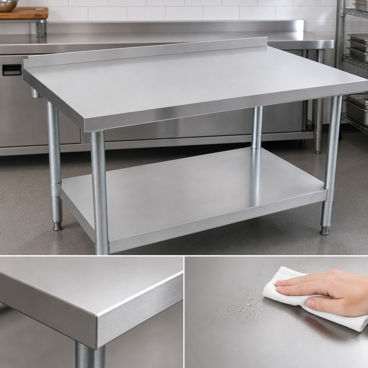 Product image #3 for John Boos Stallion Economy Stainless Steel Top Work Table, 48 x 30 Inches, 18-Gauge 430 Stainless Steel