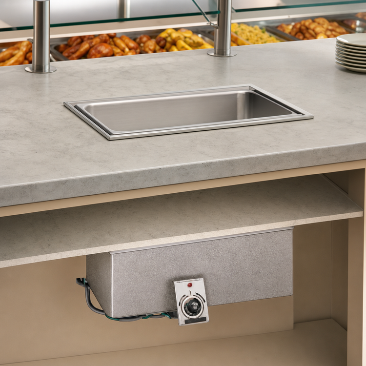 Product image #3 for APW Wyott BM-80DULS Built-In Electric Hot Food Well with Drain, Single 12 x 20 Pan