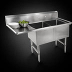 Thumbnail image #3 for John Boos 2B244-1D24L 2-Compartment Stainless Steel Sink, 24 x 24 x 14-Inch Bowls, 24-Inch Left Drainboard, 16-Gauge