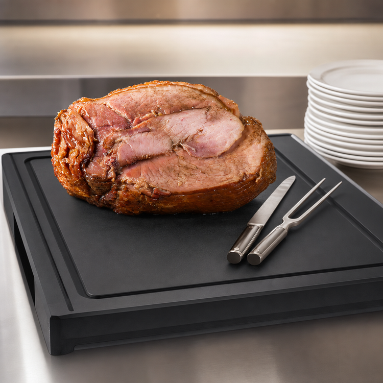 Product image #3 for TableCraft Versa-Tile Solid Single-Well Countertop Carving Station Template, Black Richlite