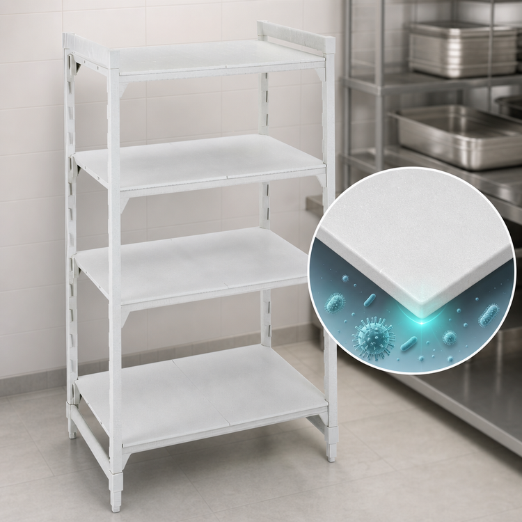 Product image #4 for Cambro Camshelving Premium 4-Shelf Solid Stationary Starter Unit, 24-Inch W x 21-Inch D x 64-Inch H, Speckled Gray