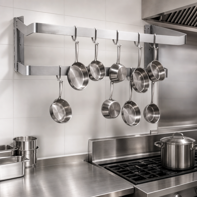 Product image #3 for Steel Works Stainless SW-72 72-Inch Wall-Mount Double-Bar Stainless Steel Pot Rack