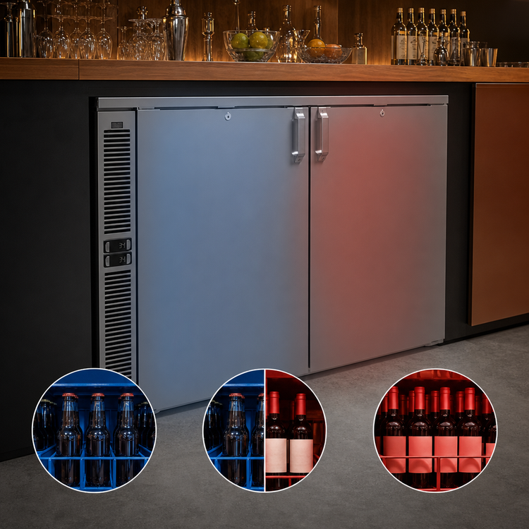 Product image #3 for Glastender C2SB48 Two-Zone Side-Serviced Bar Profile Back Bar Cooler, 48-Inch, Two-Section