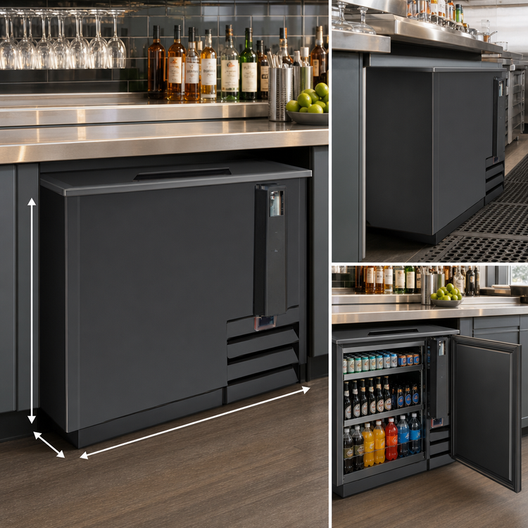 Product image #3 for Serv-Ware 36-Inch Bottle Cooler, 10 Cu. Ft., Black Painted Steel, Side-Mounted Compressor