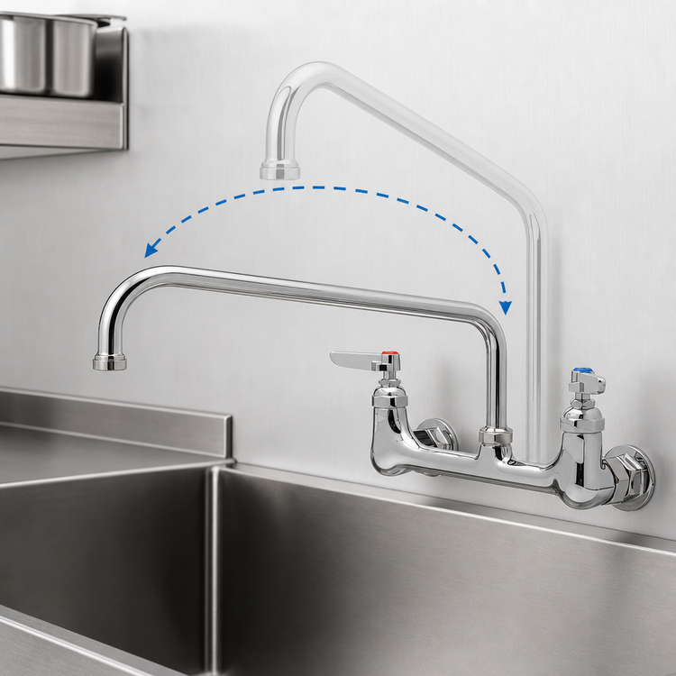 Product image #3 for Wall-Mount Sink Mixing Faucet with 12-Inch Swivel Swing Nozzle, 8-Inch Centers, 2.2 GPM