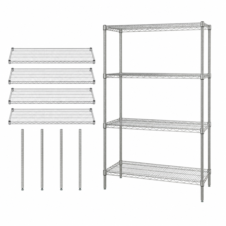 Product image #3 for Quantum 60-Inch W x 18-Inch D x 74-Inch H Wire Shelving Starter Kit, 4 Shelves, 304 Stainless Steel