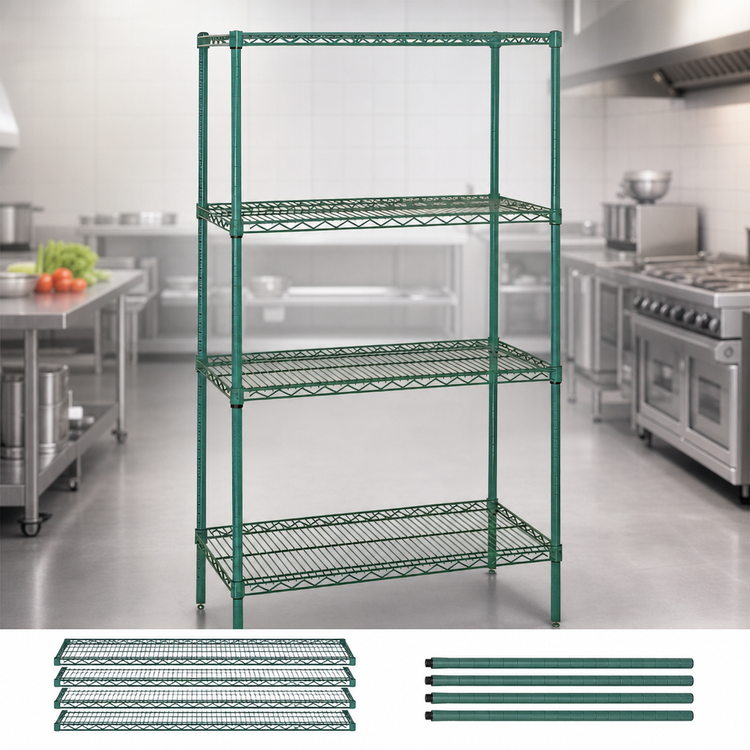 Product image #3 for Quantum 42" W x 21" D x 74" H Wire Shelving Starter Kit, 4-Shelf Stationary Unit
