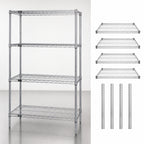 Thumbnail image #3 for Quantum WR86-1472S 4-Shelf Stationary Wire Shelving Starter Kit, 72W x 86H, 304 Stainless Steel