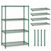 Thumbnail image #3 for Quantum 36-Inch x 21-Inch x 63-Inch 4-Shelf Wire Shelving Starter Kit, Green Epoxy Antimicrobial Finish