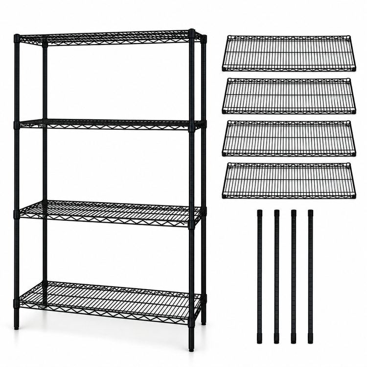 Product image #3 for Quantum 60" W x 18" D x 74" H Black Epoxy Wire Shelving Starter Kit