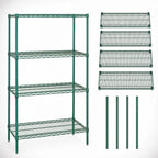 Thumbnail image #3 for Quantum WR54-2136P 36"W x 21"D x 54"H Stationary Wire Shelving Starter Unit, 4 Shelves, Green Epoxy Antimicrobial Finish