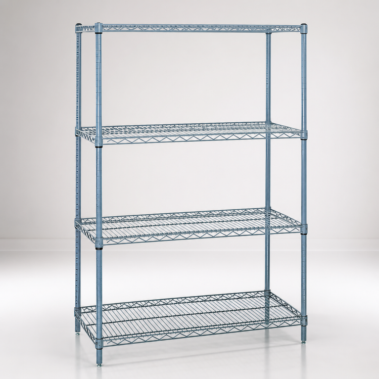 Product image #3 for Quantum 72-Inch W x 12-Inch D x 86-Inch H Wire Shelving Starter Kit, 4 Shelves, Gray Epoxy Antimicrobial Finish