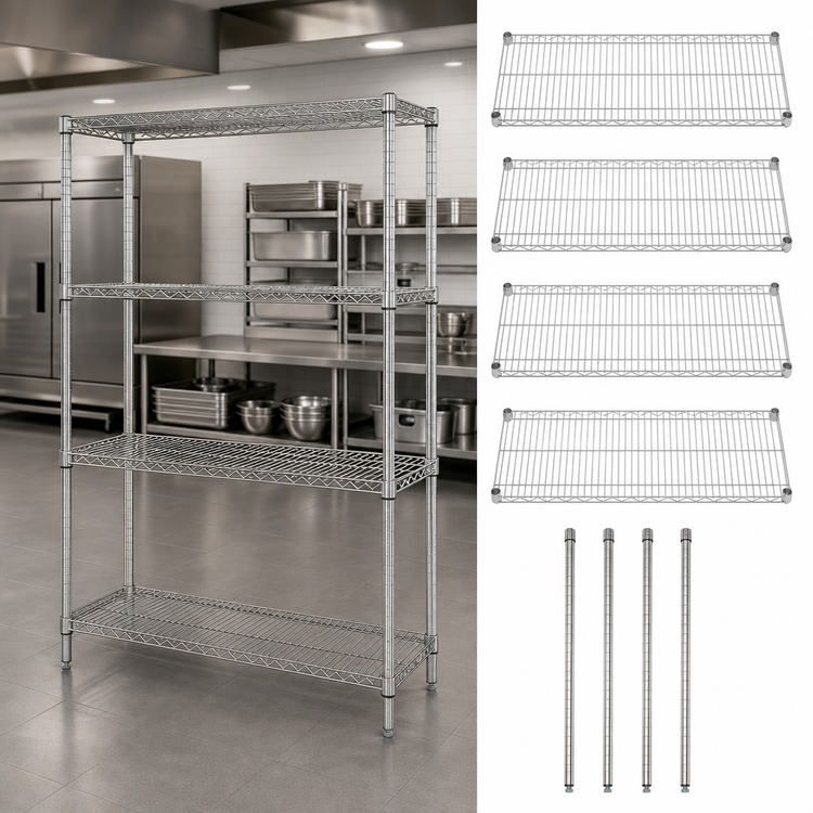 Product image #3 for Quantum 72-Inch W x 24-Inch D x 63-Inch H 4-Shelf Wire Shelving Starter Kit, 304 Stainless Steel