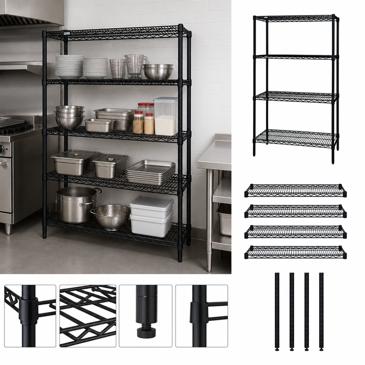 Product image #3 for Quantum 42" x 14" x 54" Stationary Wire Shelving Starter Kit