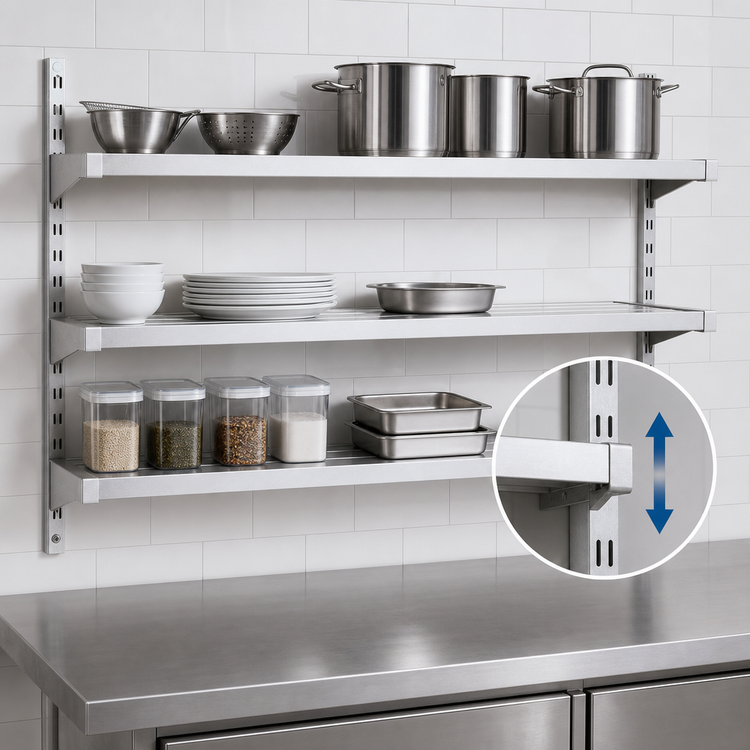 Product image #4 for New Age Heavy-Duty Adjustable Wall Shelf, 18 x 60 Inches, Aluminum