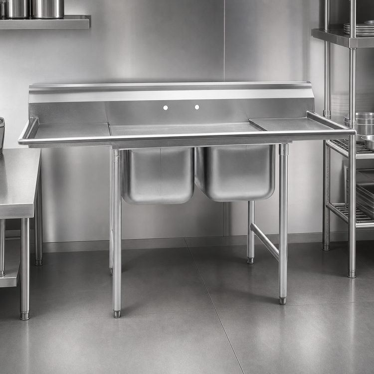 Product image #3 for Eagle Group 314 Series 2-Compartment 304 Stainless Steel Sink with Right Drainboard