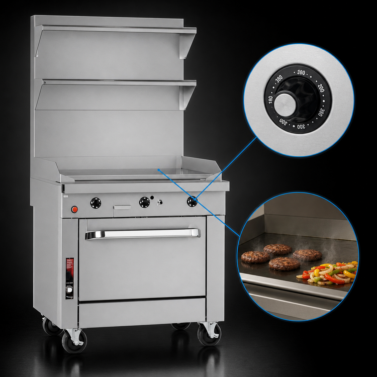 Product image #3 for Southbend Platinum 48-Inch Heavy Duty Gas Range with Full-Width Thermostatic Griddle, Standard Oven and 12-Inch Cabinet
