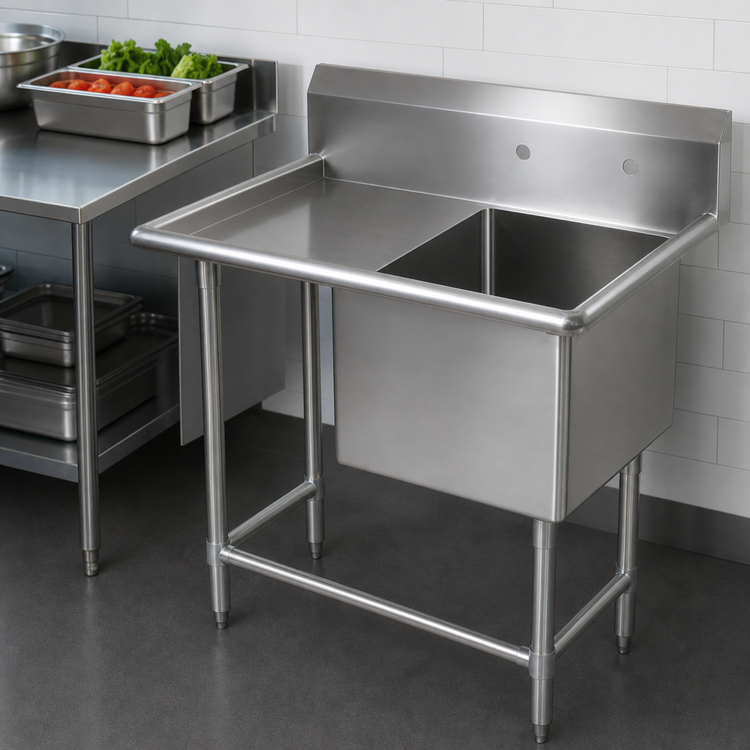 Product image #3 for John Boos Pro-Bowl 1-Compartment Sink with Left Drainboard and 10-Inch Backsplash