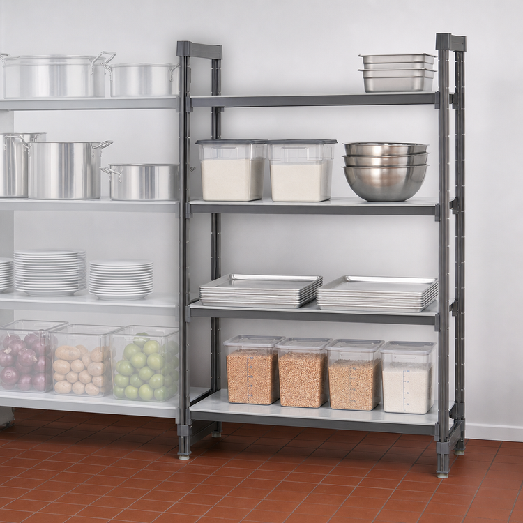 Product image #3 for Cambro Camshelving Basics Plus 4-Tier Solid Add-On Polymer Shelving Unit, 21-Inch Deep x 30-Inch Wide x 72-Inch High, Brushed Graphite
