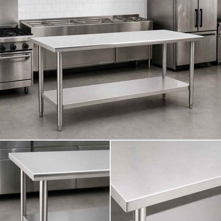 Product image #3 for Spec-Master 120-Inch x 30-Inch Flat Top Stainless Steel Work Table with Adjustable Undershelf