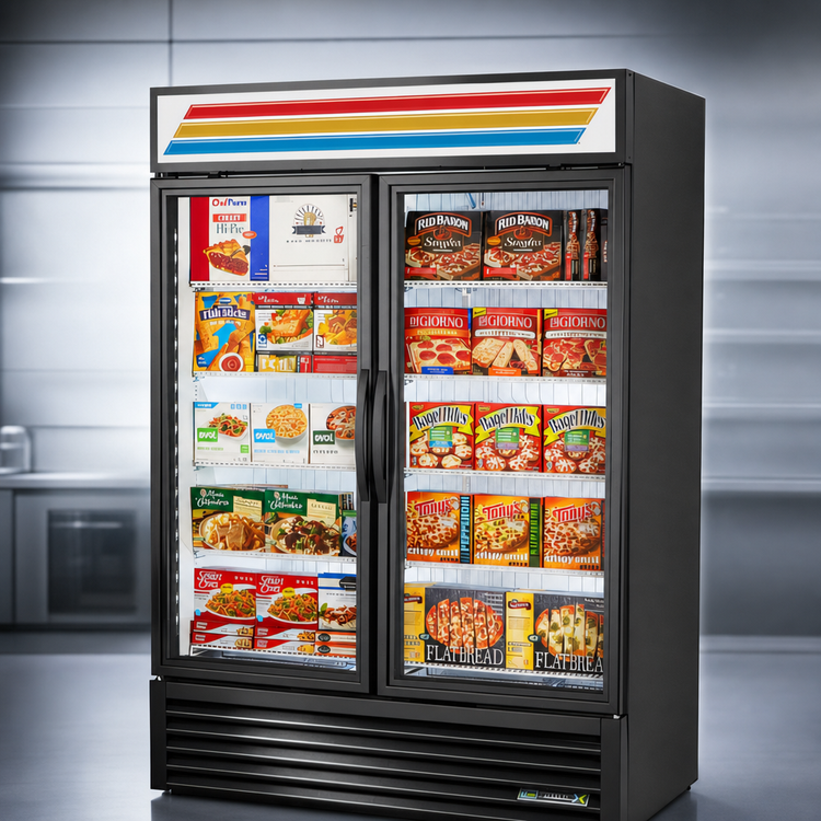 Product image #3 for True Two-Section Glass Door Freezer Merchandiser, 54-Inch Wide, Self-Contained Bottom Mount