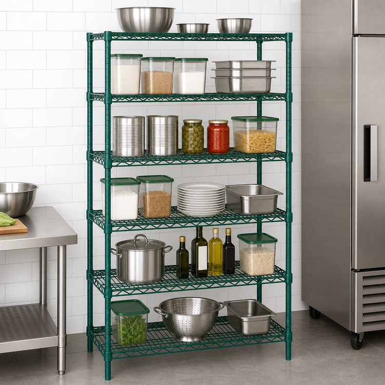 Product image #3 for Quantum Stationary Wire Shelving Starter Kit, 42 x 12 x 63 Inches, 5 Shelves