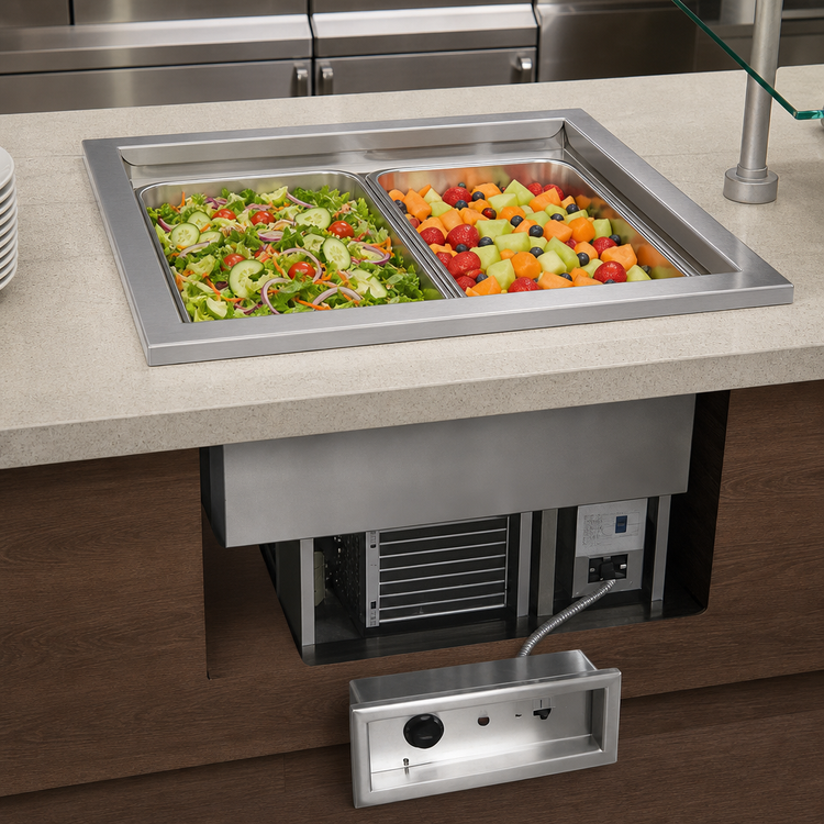 Product image #3 for Delfield Drop-In Hot/Cold Food Well, 30-3/4 Inch, 2-Pan Size for 12 x 20-Inch Pans, Self-Contained Refrigeration