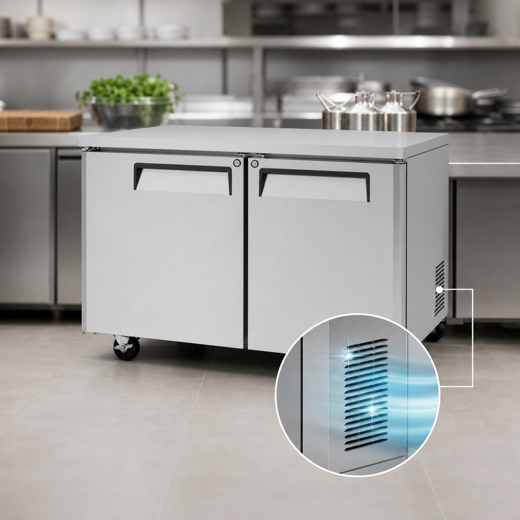 Product image #3 for Turbo Air M3 Series Two-Section Undercounter Freezer, 17.0 Cu. Ft., Self-Contained Rear-Mount