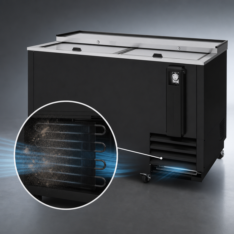 Product image #3 for Turbo Air Super Deluxe 50-Inch 13.5 Cu. Ft. Bottle Cooler with Sliding Lids and Side-Mount Compressor
