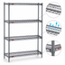 Thumbnail image #3 for Eagle Group Valu-Master 4-Tier Wire Shelving Starter Unit, 72W x 24D x 74H, Pewter Gray Epoxy