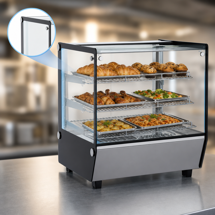 Product image #3 for Omcan Countertop Full-Service Glass Display Warmer with Straight Front Glass, 27-Inch, 4.25 Cu. Ft.