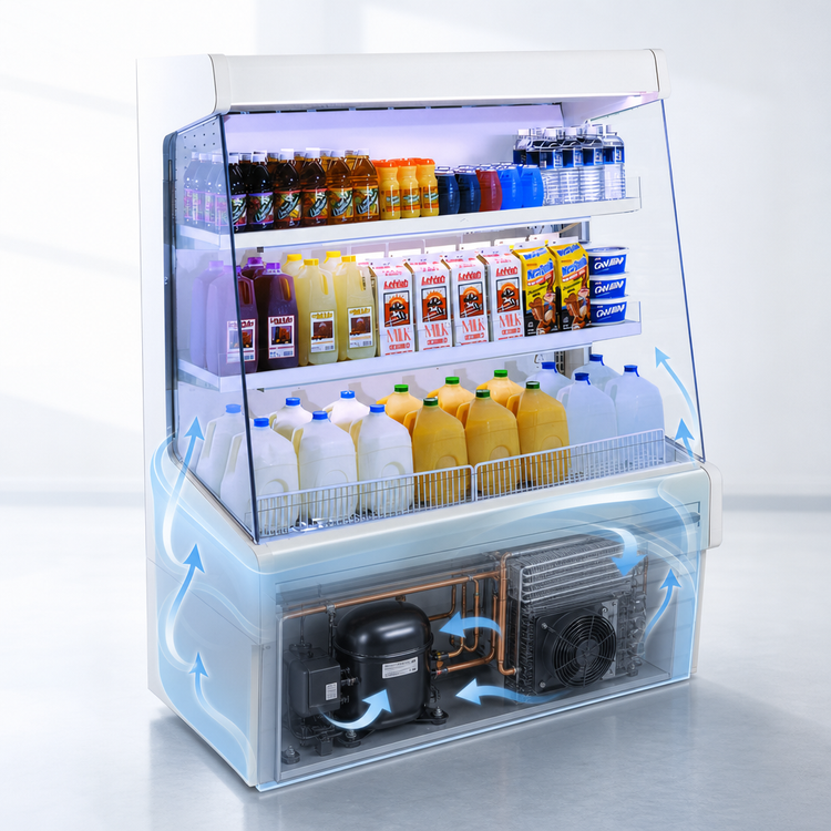 Product image #3 for Howard-McCray Ovation Series Dairy Open Merchandiser, 99-Inch Wide, 2 Rows of Lighted Shelves, Self-Contained Refrigeration