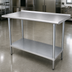 Thumbnail image #3 for Advance Tabco 144-Inch x 24-Inch 304 Stainless Steel Work Table with 1-1/2-Inch Rear Backsplash and Galvanized Base