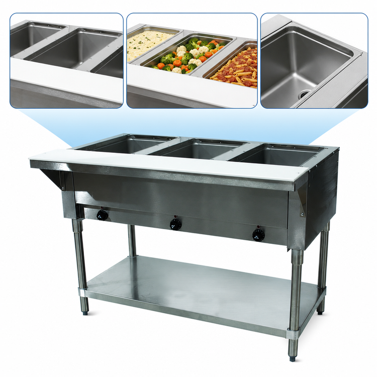 Product image #3 for Advance Tabco Triumph (Supreme) 48-Inch Electric Hot Food Table with 3 Sealed Wells and Open Base