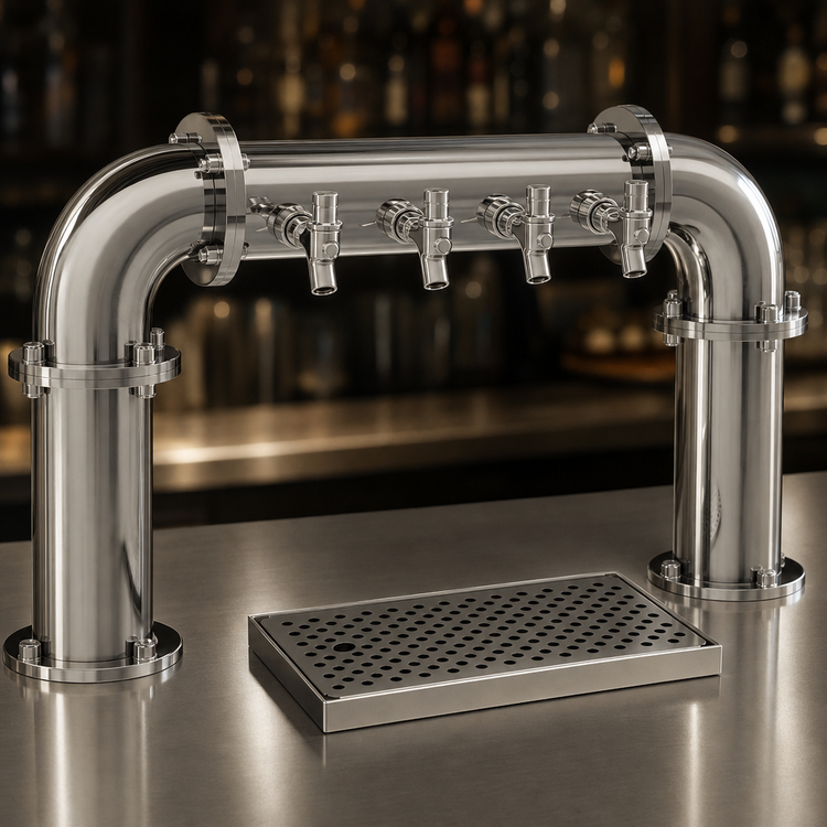 Product image #3 for Glastender Pipe Pass-Thru Countertop Air-Cooled Draft Dispensing Tower with 4 Stainless Steel Faucets