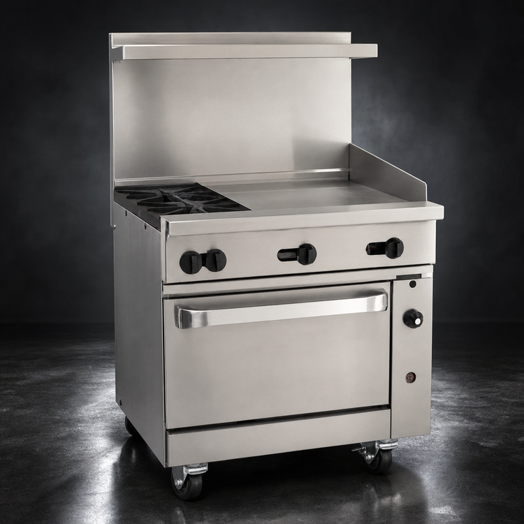 Product image #3 for Wolf Challenger XL C36C-2B24GT 36" Gas Restaurant Range with Convection Oven and 24" Thermostatic Griddle