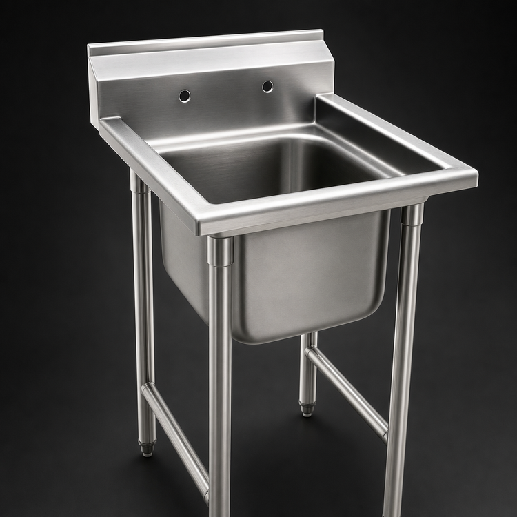 Product image #3 for Eagle Group 414 Series Single Compartment Commercial Sink with 430 Stainless Steel Top and 304 Stainless Steel Bowl