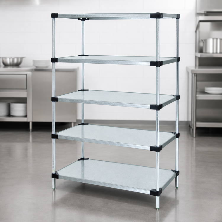 Product image #3 for Quantum 30" W x 24" D x 86" H Solid Shelving Starter Kit with 5 Solid Shelves
