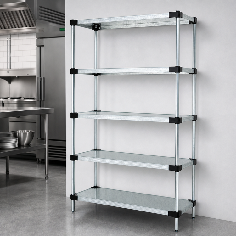 Product image #3 for Quantum 54" x 21" x 74" Solid Shelving Starter Kit with 5 Solid Shelves