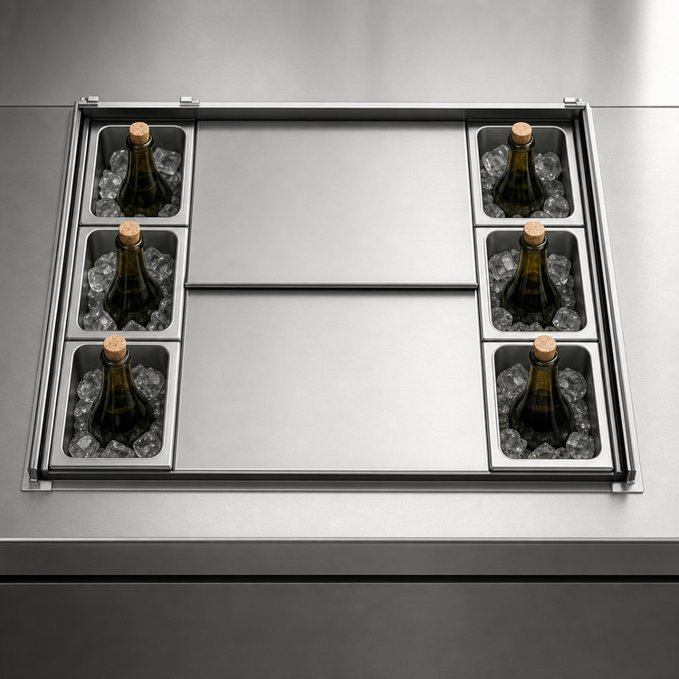 Product image #3 for Top Shelf 24-Inch Underbar Bottle Well with Ice Chest Cover Assembly, 6-Bottle Capacity