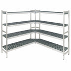 Thumbnail image #3 for Fermod Fermostock 4R38B71-CE 4-Tier Corner Expansion Modular Shelving Unit, 71"H x 38"W x 18"D, Aluminum with Polymer Inserts
