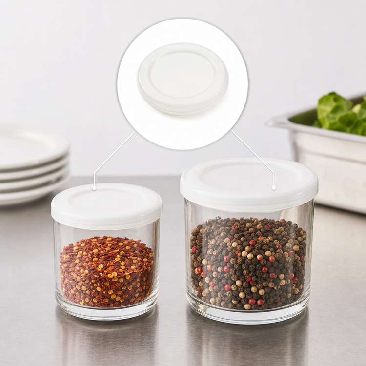 Product image #3 for American Metalcraft White Plastic Jar Lid for RGJ4 and RGJ6 Round Glass Jars
