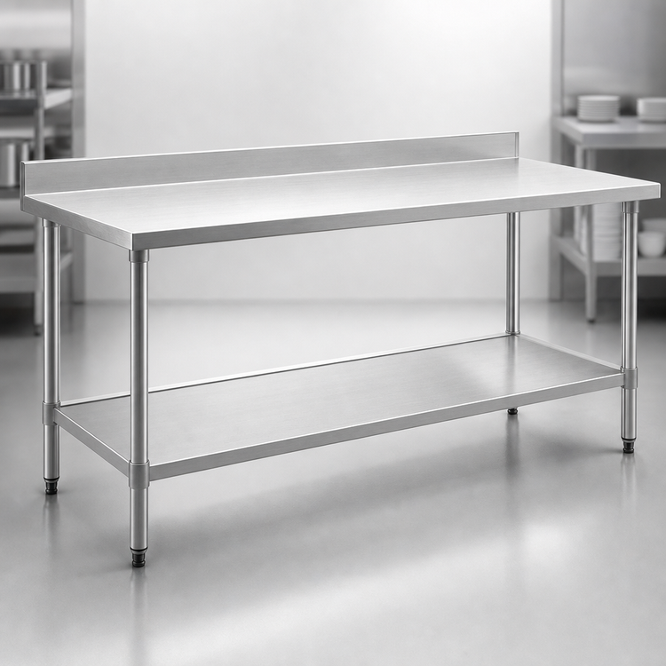 Product image #3 for Eagle Group Deluxe Series Stainless Steel Work Table with 4-1/2 Inch Backsplash and Adjustable Undershelf, 108 Inch x 30 Inch