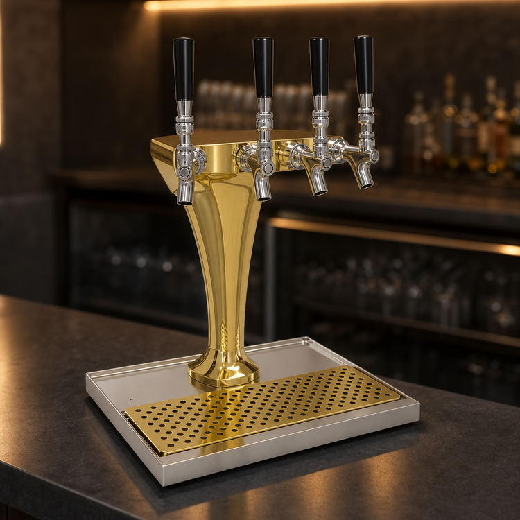 Product image #3 for Glastender Cobra 4-Faucet Countertop Glycol-Cooled Draft Dispensing Tower, Gold Finish