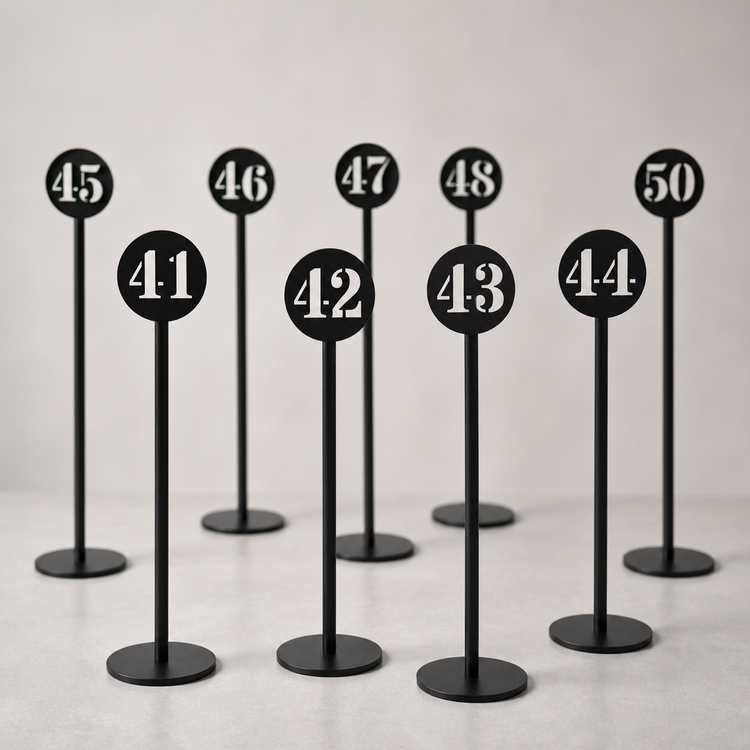 Product image #3 for American Metalcraft Laser-Cut Black Stainless Steel Number Stand Set, Nos. 41-50