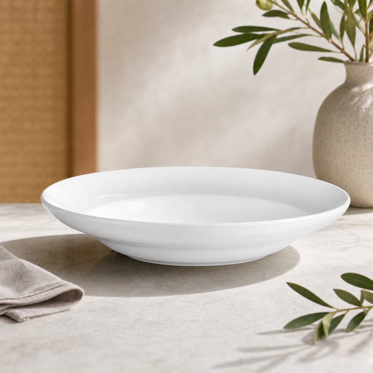 Product image #3 for Winco Specialty Mediterranean Porcelain Pasta Bowl, 10 oz, 8-Inch Round, White