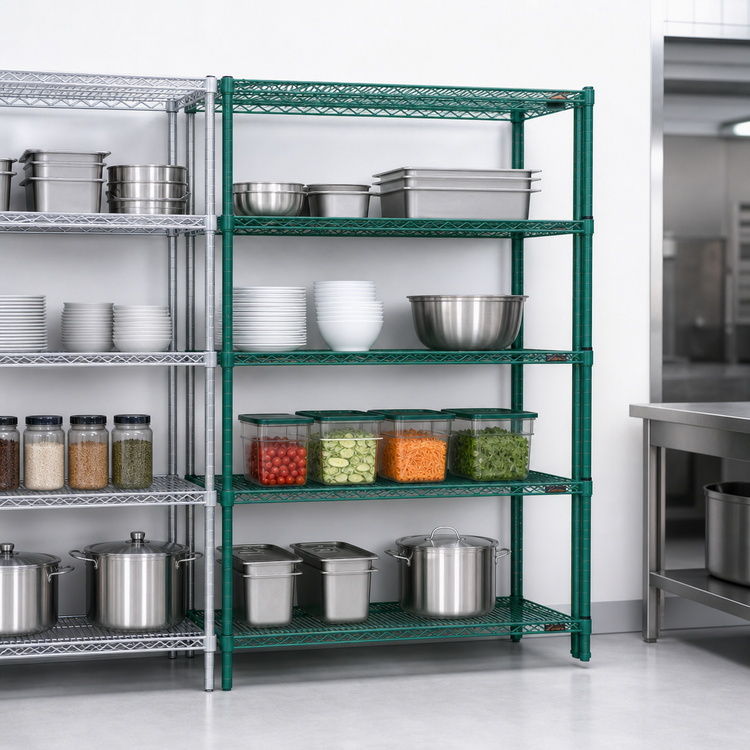 Product image #3 for Eagle Group Valu-Gard 4-Tier Add-On Wire Shelving Unit, 42 x 21 x 63 Inches, Green Epoxy